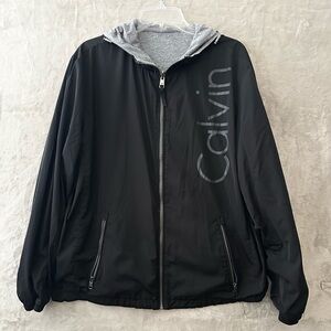 Calvin Klein Black Windbreaker with Gray Hood